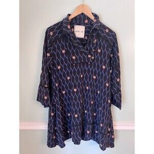 Kenzo x H&M Size 4 Dress colab  100% silk dress black blue red floral detail